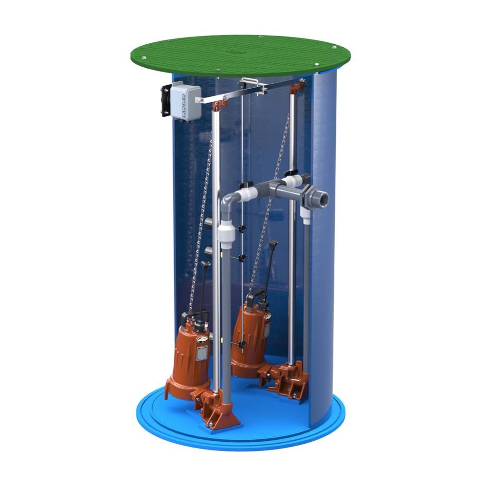 2 hp, Duplex Grinder Package, 1PH, 208-230V, 2'' Discharge with 36'' x 72&apos