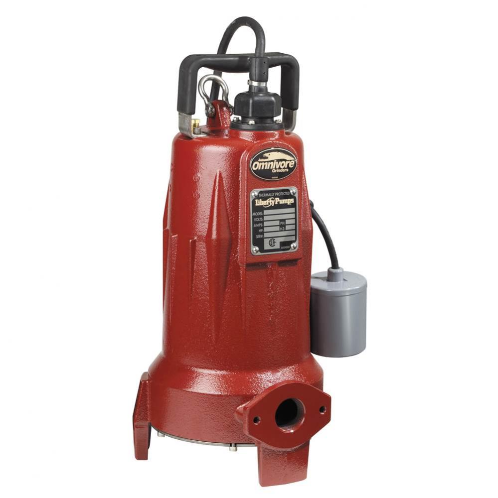 2 HP, Grinder Pump, 1 PH, 208-230V, 25'' Cord, 1-1/4'' Discharge, Manual, with