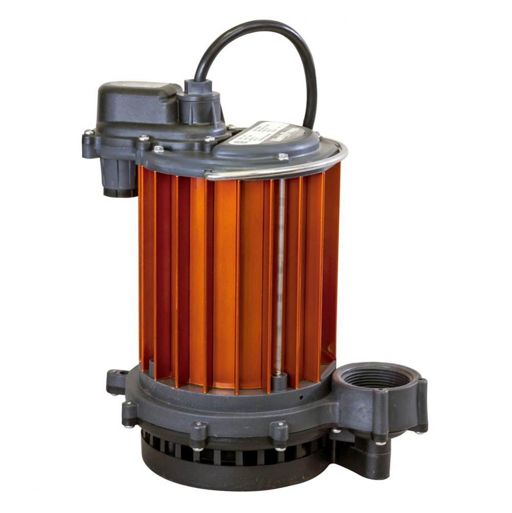 1/3 hp, Submersible Sump Pump, Polyp/aluminum, manual, 115V.