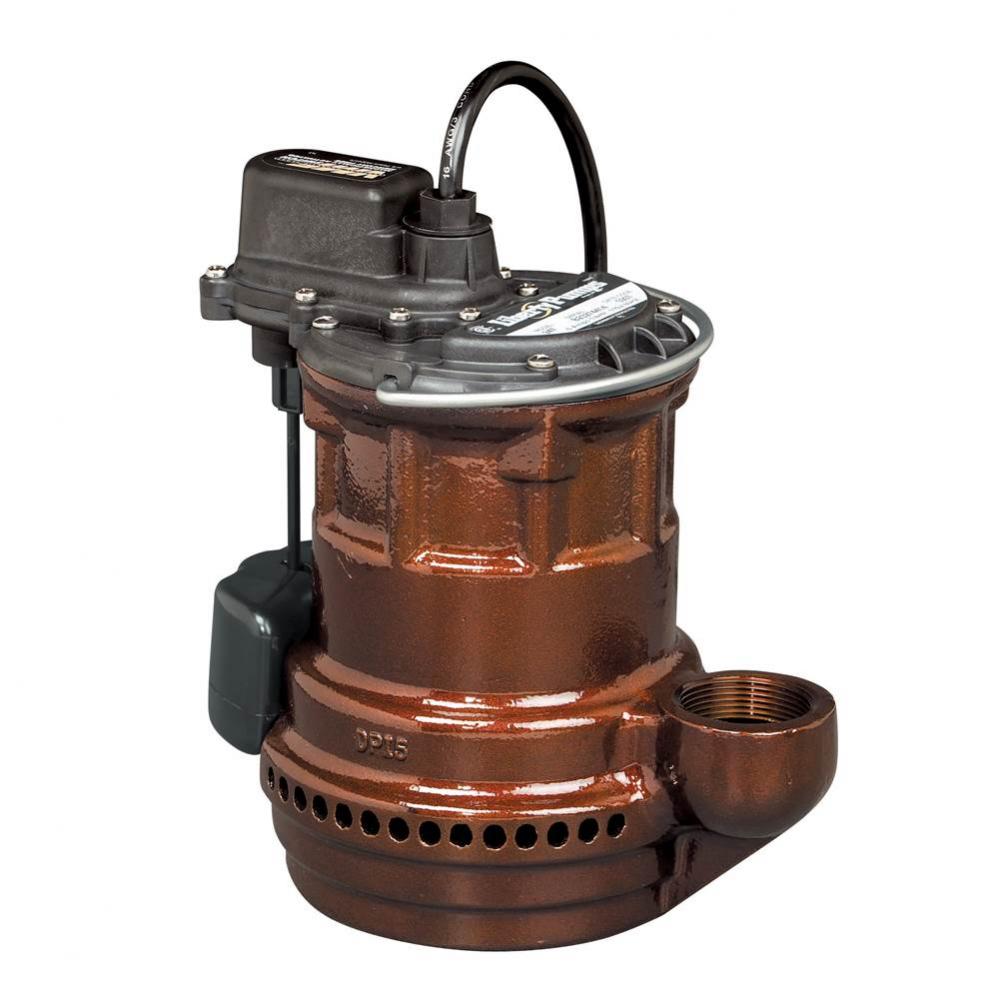 1/4 hp, Submersible Sump Pump, Cast iron, wide angle float with series plug, 115V and 25'&apo