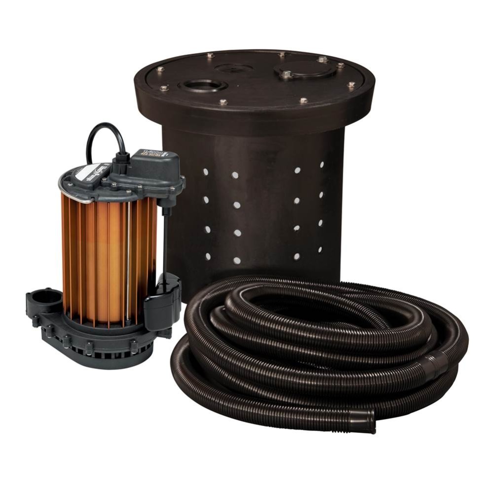 1/2 hp, Submersible Crawl Space Sump Pump, includes basin and hose kit, 10' cord