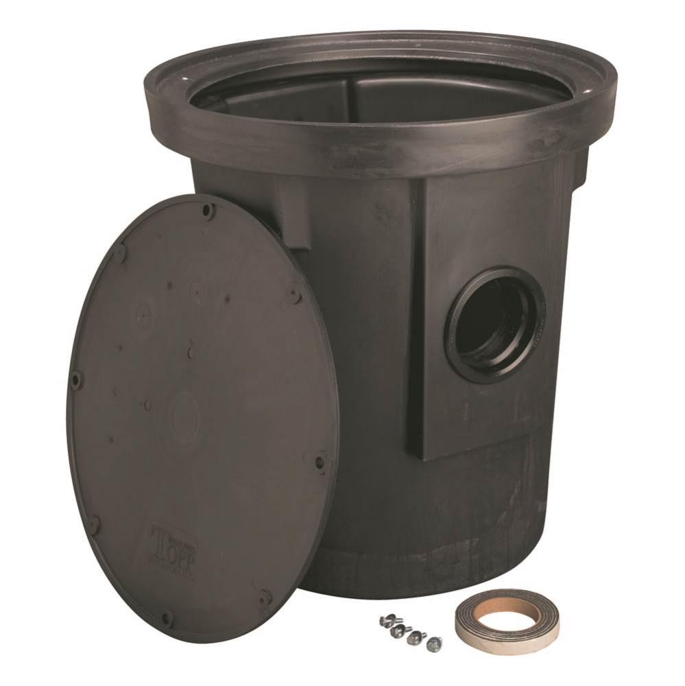 Sump pit, 18'' X 22'', poly roll top, with 4'' inlet grommet