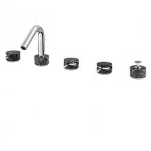 Aquabrass ABFBCL06NM215 - Clo6 Marmo 5Pc Deckmount Tub Filler With Handshower - Black
