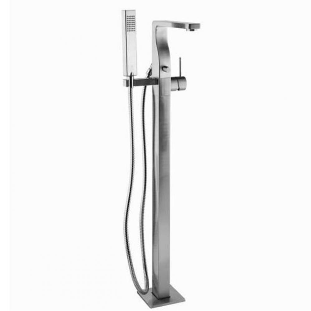 Equility® Square Floor Mount Bathtub Filler with Hand Shower and Lever Handle