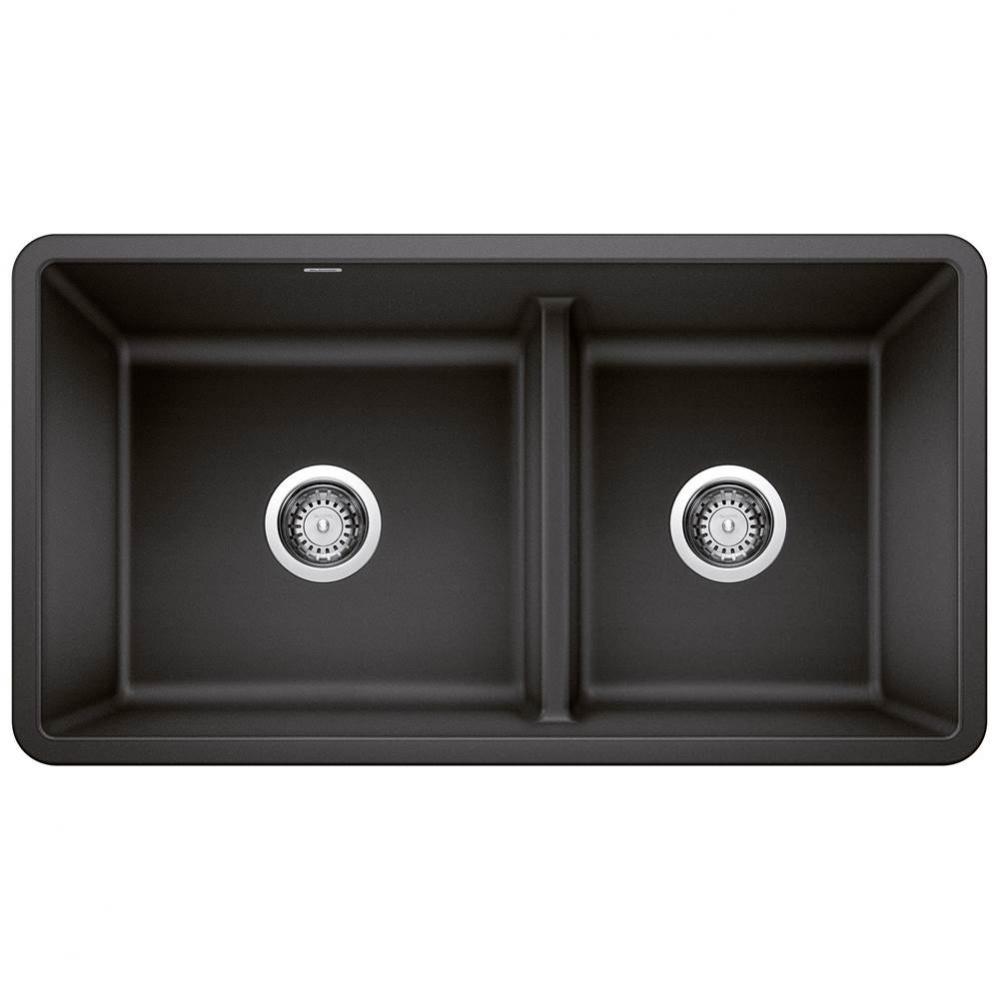 Precis SILGRANIT 33'' 60/40 Reversible Double Bowl Undermount Kitchen Sink with Low Divi