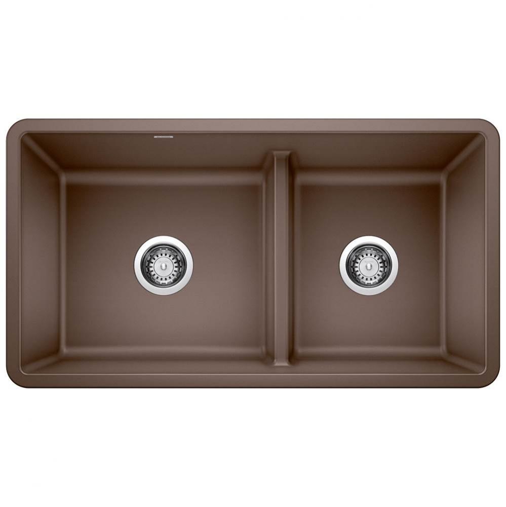 Precis SILGRANIT 33'' 60/40 Reversible Double Bowl Undermount Kitchen Sink with Low Divi