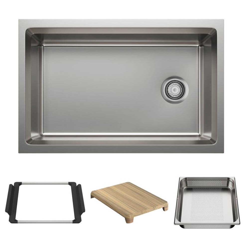 Inteos 30'' Single Bowl Reversible Undermount Stainless Steel Workstation Kitchen Sink