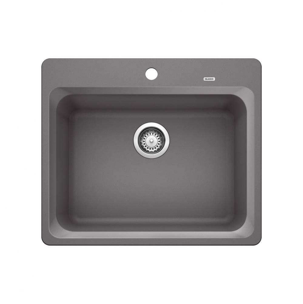 Vision SILGRANIT 25'' Single Bowl Dual Mount Kitchen Sink - Cinder