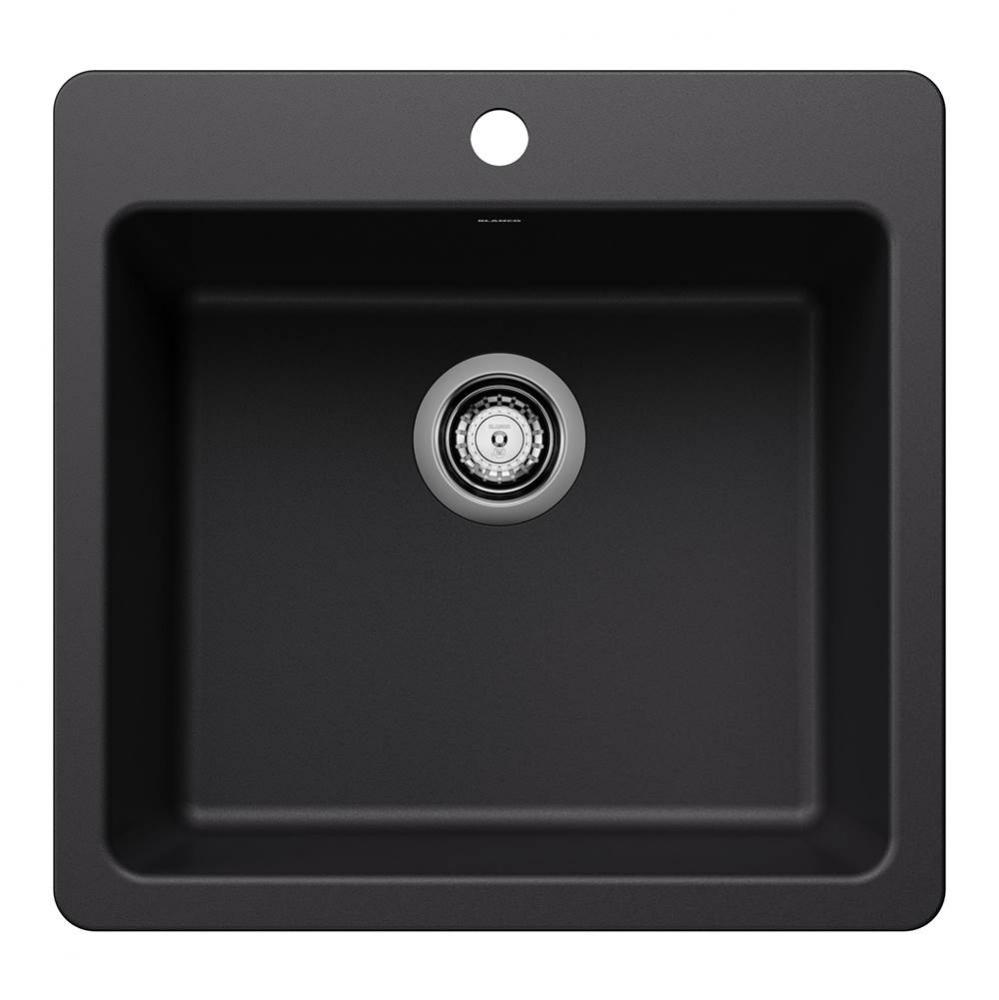 Liven SILGRANIT 21'' Single Bowl Dual Mount Kitchen Sink - Coal Black
