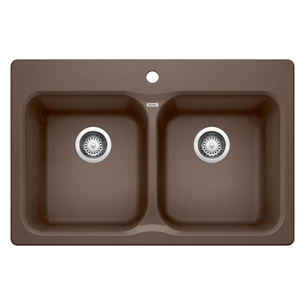 Vision SILGRANIT 31.5'' 50/50 Double Bowl Dual Mount Kitchen Sink - Cafe