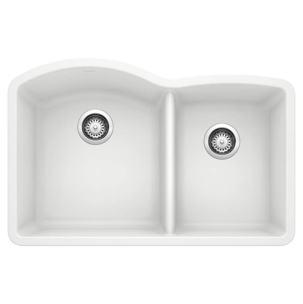 Diamond SILGRANIT 32'' 60/40 Double Bowl Undermount Kitchen Sink - White