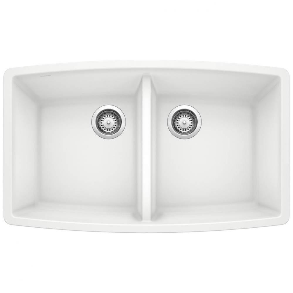 Performa SILGRANIT 33'' 50/50 Double Bowl Undermount Kitchen Sink - White