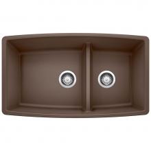 Blanco Canada 401186 - Performa SILGRANIT 33'' 60/40 Double Bowl Undermount Kitchen Sink with Low Divide - Cafe