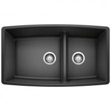 Blanco Canada 401185 - Performa SILGRANIT 33'' 60/40 Double Bowl Undermount Kitchen Sink with Low Divide - Anth