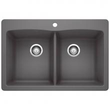 Blanco Canada 401406 - Diamond SILGRANIT 33'' 50/50 Double Bowl Dual Mount Kitchen Sink - Cinder