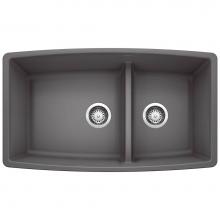 Blanco Canada 401418 - Performa SILGRANIT 33'' 60/40 Double Bowl Undermount Kitchen Sink with Low Divide - Cind