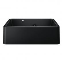 Blanco Canada 402645 - Ikon SILGRANIT 33'' Double Bowl Apron-Front Farmhouse Sink with Low Divide - Coal Black