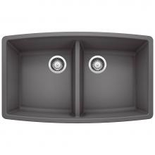 Blanco Canada 401419 - Performa SILGRANIT 33'' 50/50 Double Bowl Undermount Kitchen Sink - Cinder