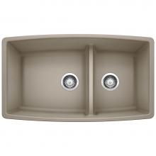 Blanco Canada 401188 - Performa SILGRANIT 33'' 60/40 Double Bowl Undermount Kitchen Sink with Low Divide - Truf