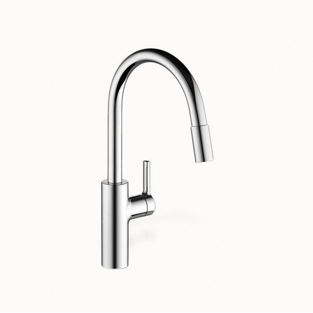 Luna E Single-Hole Kitchen Faucet With Pull-Out Spray - High Arc Spout With Side Lever - Matte Bla