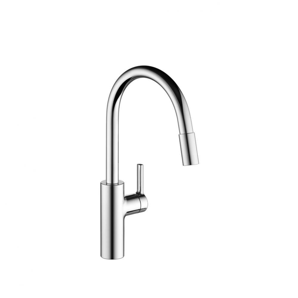 Luna E Single-Hole Kitchen Faucet With Pull-Out Spray - High Arc Spout With Side Lever - Polished