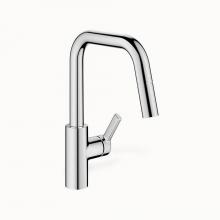KWC 10.441.004.000 - Luna E Single-Hole Kitchen Faucet With Pull-Out Spray - Geometric Spout With Side Lever - Polished