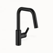 KWC 10.441.004.176 - Luna E Single-Hole Kitchen Faucet With Pull-Out Spray - Geometric Spout With Side Lever - Matte Bl