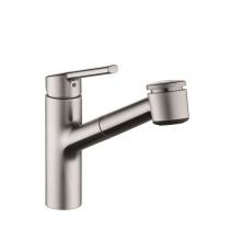 KWC 10.441.033.127 - Luna E Single-Hole Kitchen Faucet With Pull-Out Spray - Top Lever - Brushed Stainless Steel