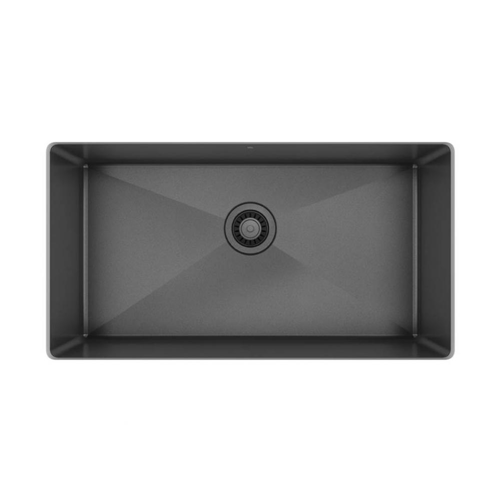 Prochef Single Bowl Undermount Kitchen Sink Proinox H75 Gunmetal Black Stainless Steel, 30X16X10