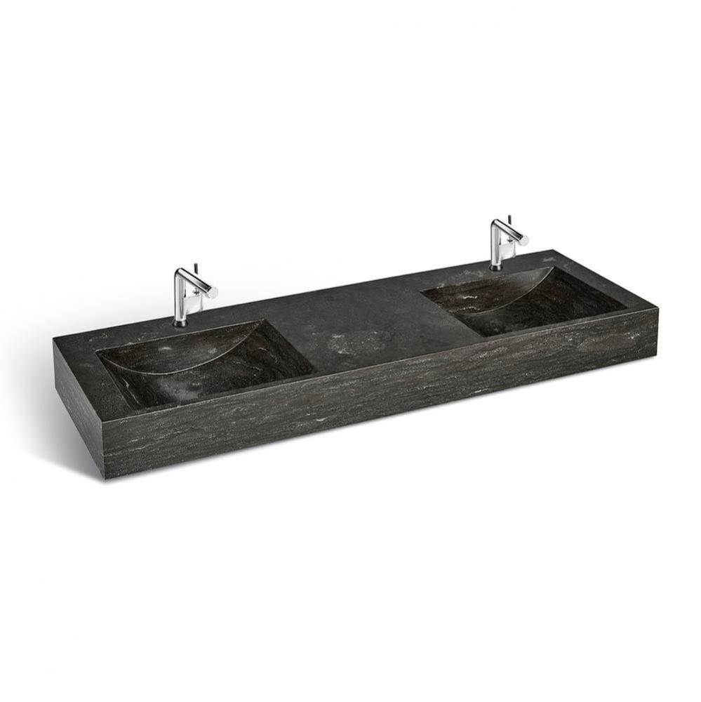 Stone washbasin Limestone - Double - 60 in without tap