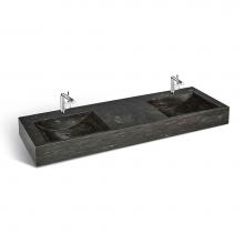 Unik Stone Canada LPG-060A - Stone washbasin Limestone - Double - 60 in without tap