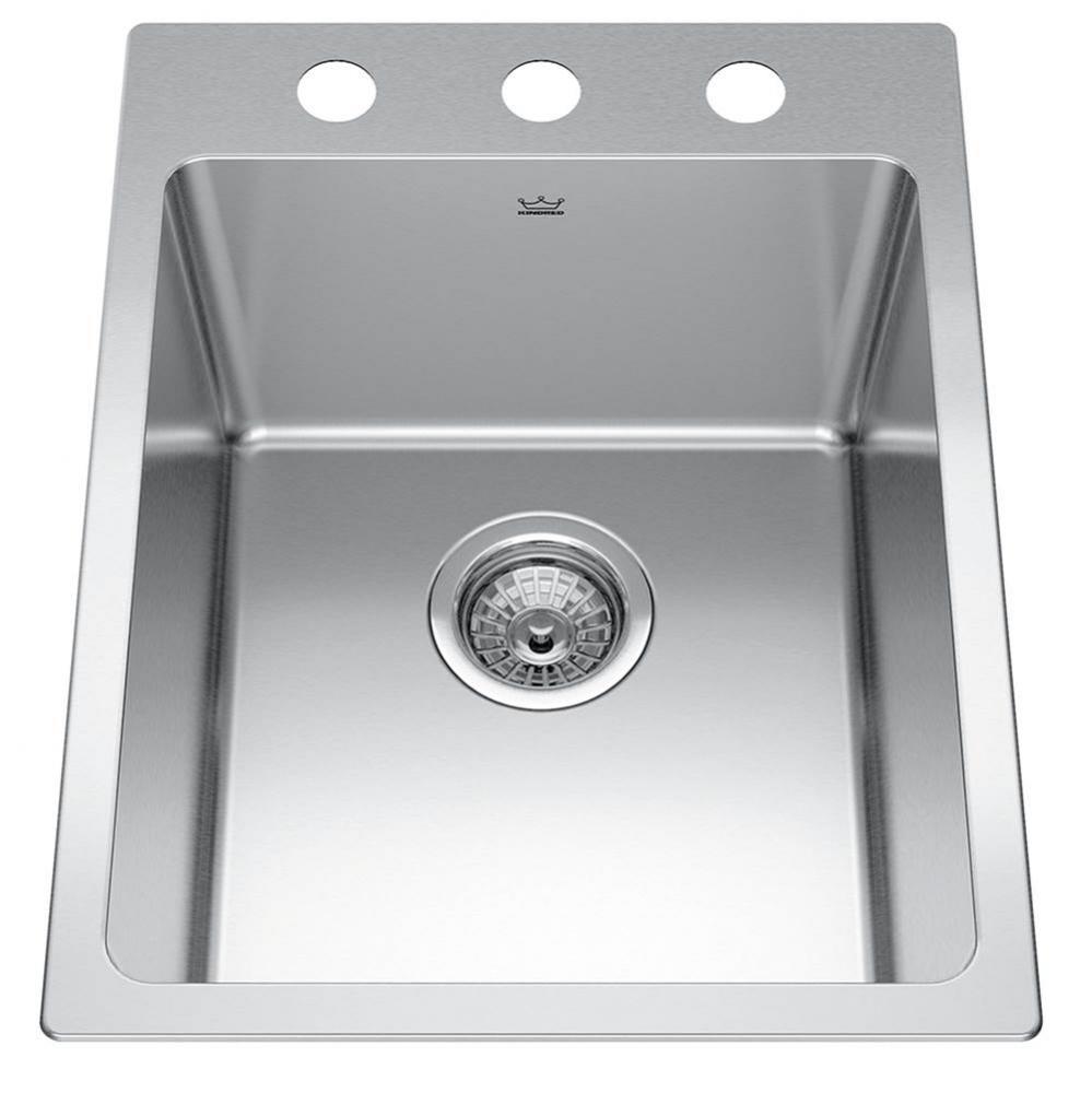 Brookmore 16-in LR x 20.9-in FB Drop in Single Bowl Stainless Steel Kitchen Sink