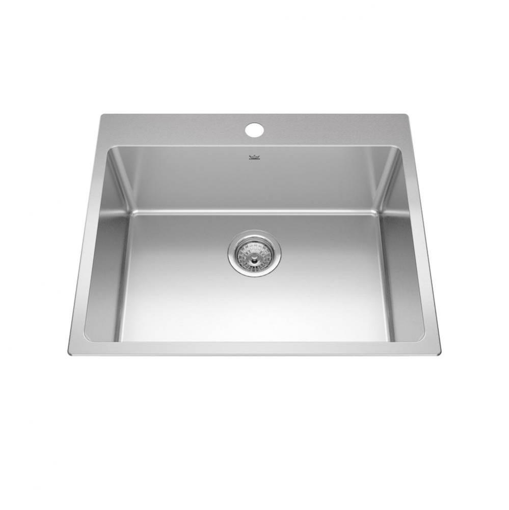 Brookmore 25.1-in LR x 20.9-in FB Drop in Single Bowl Stainless Steel Kitchen Sink