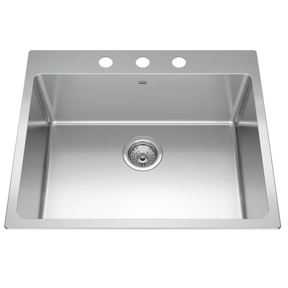 Brookmore 25.1-in LR x 20.9-in FB Drop in Single Bowl Stainless Steel Kitchen Sink