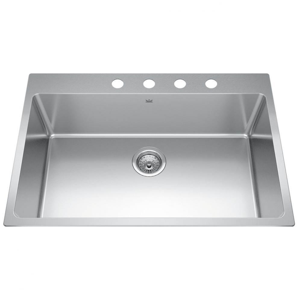 Brookmore 25.1-in LR x 20.9-in FB Drop in Single Bowl Stainless Steel Kitchen Sink
