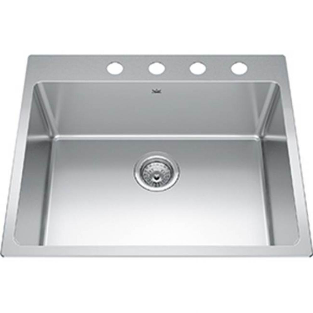Brookmore 31-in LR x 20.9-in FB Drop in Single Bowl Stainless Steel Kitchen Sink