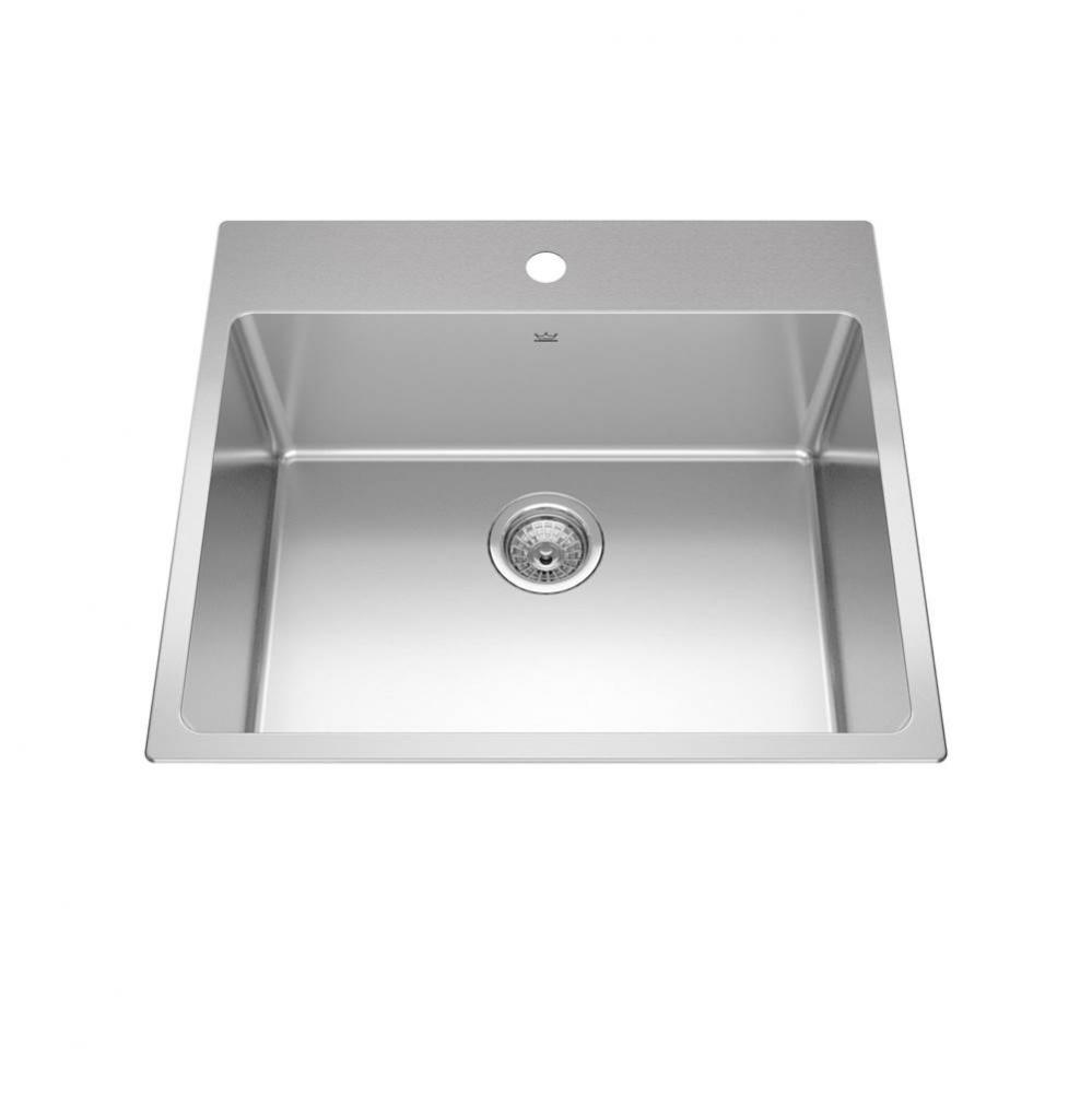 Brookmore 25.1-in LR x 22.1-in FB Drop in Single Bowl Stainless Steel Kitchen Sink