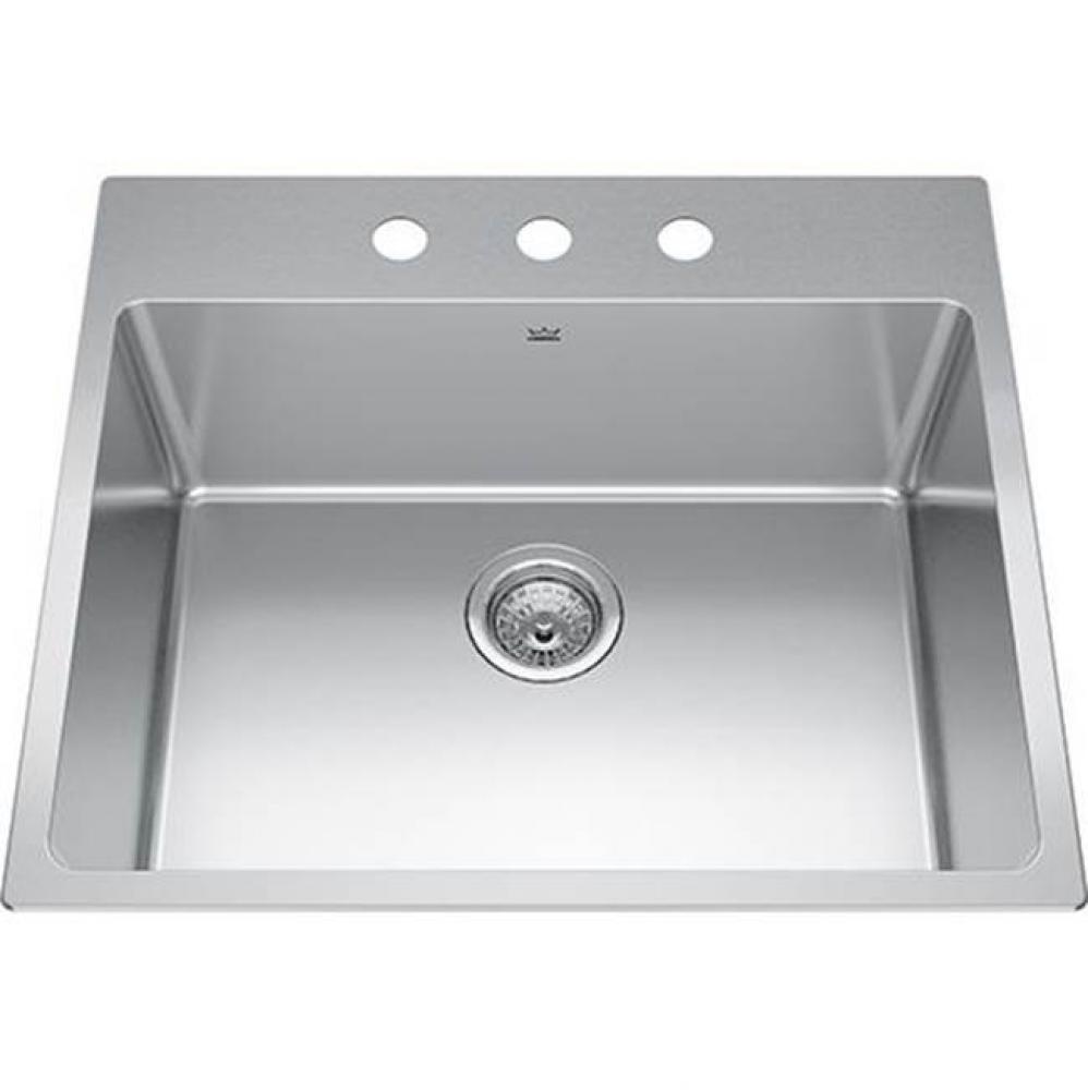 Brookmore 25.1-in LR x 22.1-in FB Drop in Single Bowl Stainless Steel Kitchen Sink