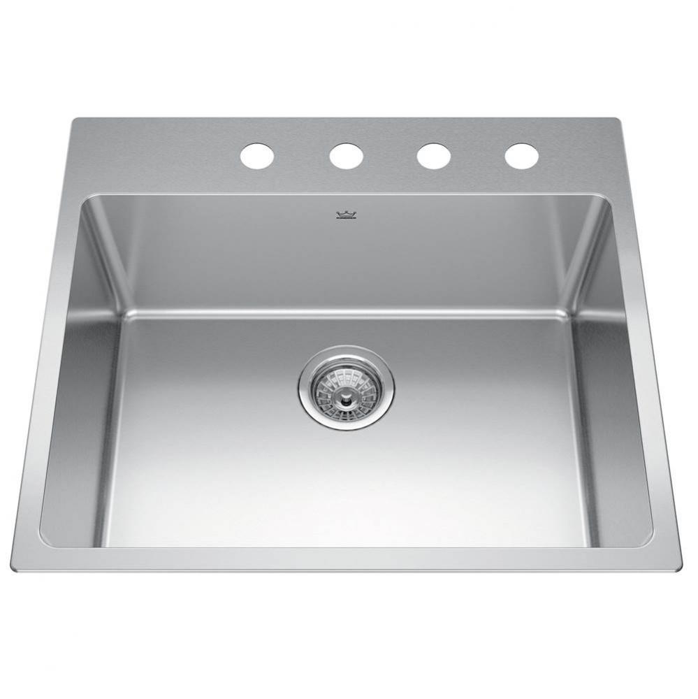 Brookmore 25.1-in LR x 22.1-in FB Drop in Single Bowl Stainless Steel Kitchen Sink