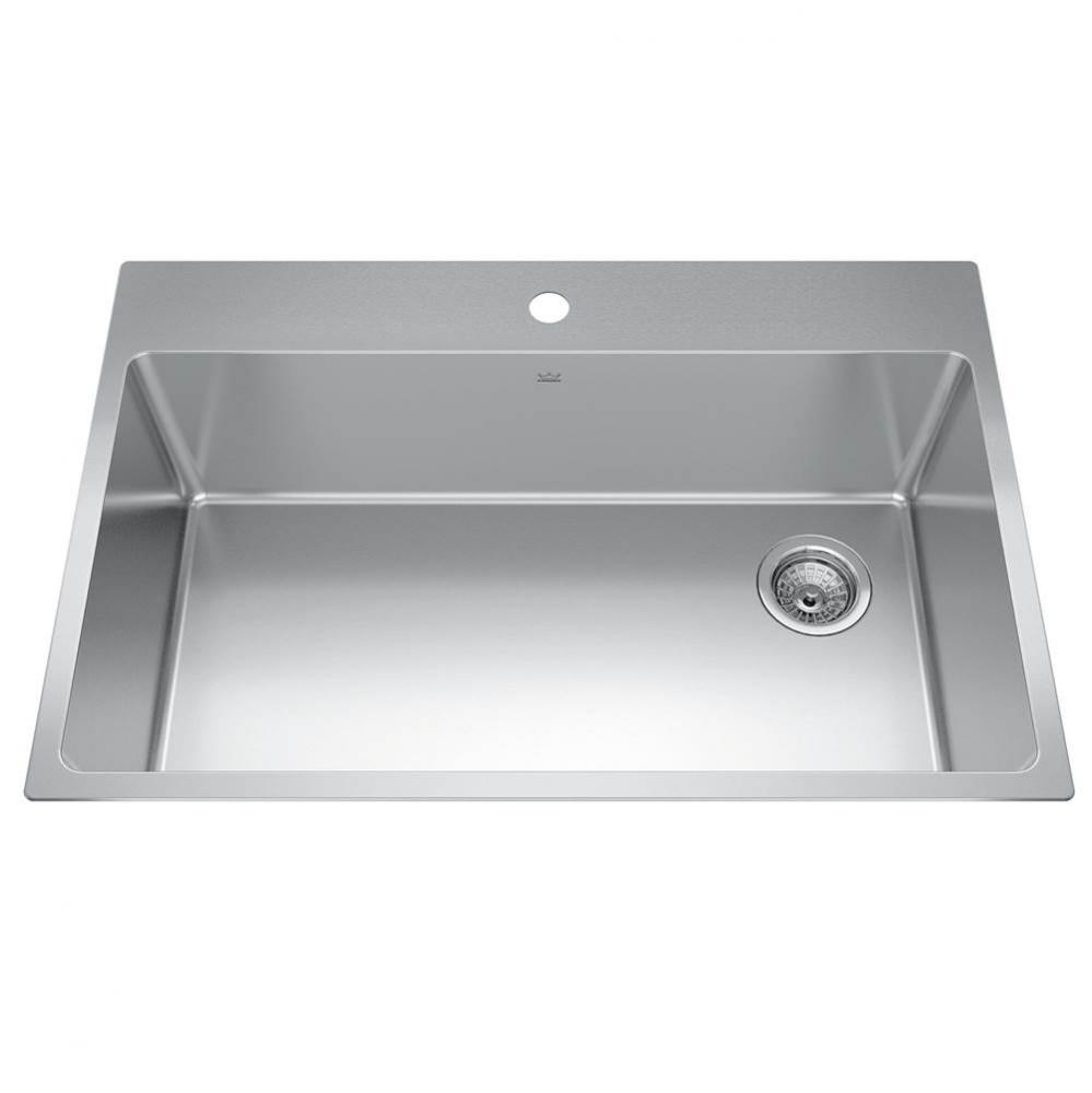 Brookmore 32.9-in LR x 22.1-in FB Drop in Single Bowl Stainless Steel Kitchen Sink