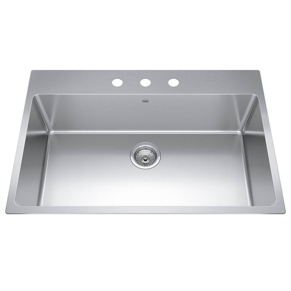 Brookmore 32.9-in LR x 22.1-in FB Drop in Single Bowl Stainless Steel Kitchen Sink