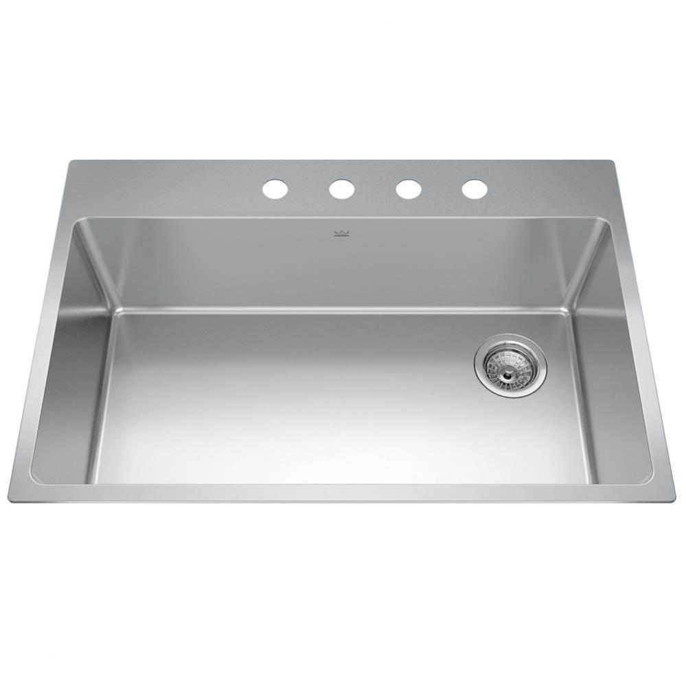 Brookmore 32.9-in LR x 22.1-in FB Drop in Single Bowl Stainless Steel Kitchen Sink