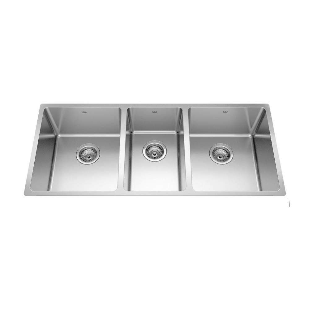 Brookmore 41.5-in LR x 16.6-in FB Undermount Triple Bowl Stainless Steel Kitchen Sink
