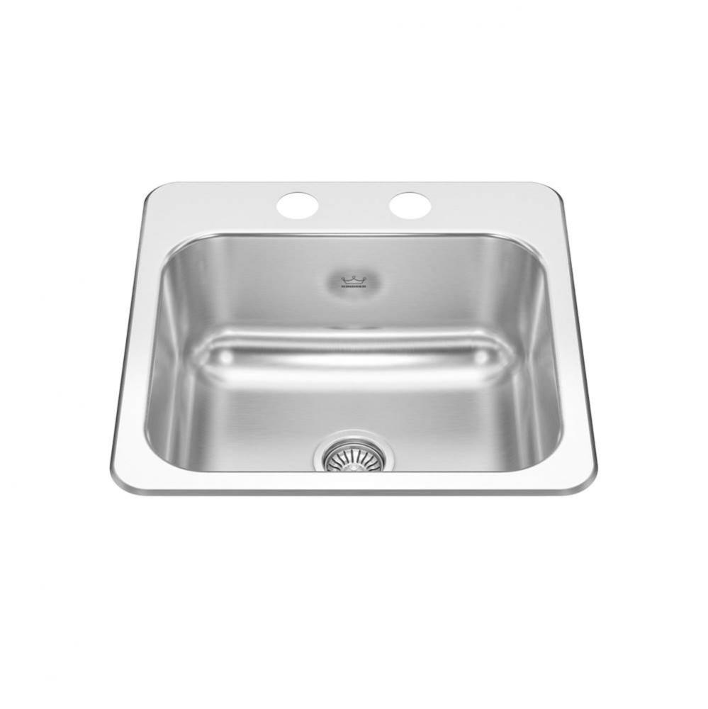 Creemore 15-in LR x 15-in FB Drop In Single Bowl 2-Hole Stainless Steel Hospitality Sink