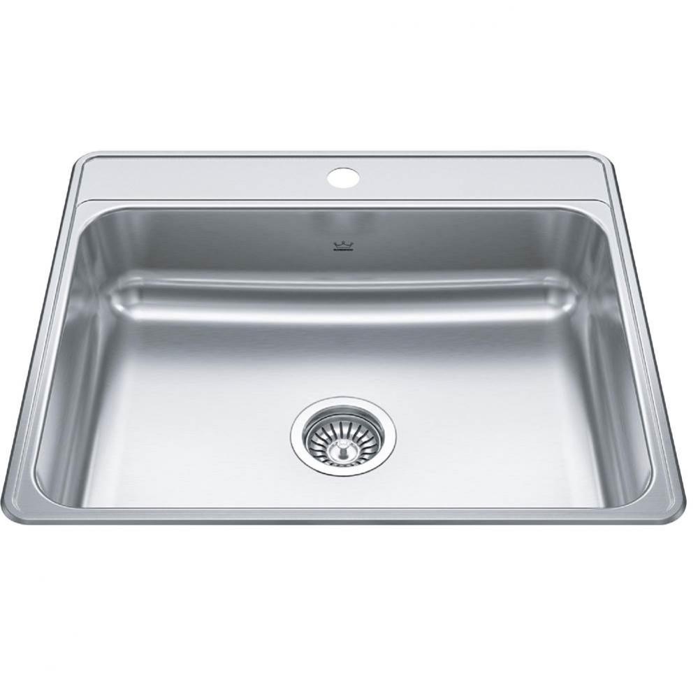 Creemore 25-in LR x 22-in FB Drop In Single Bowl 1-Hole Stainless Steel Kitchen Sink