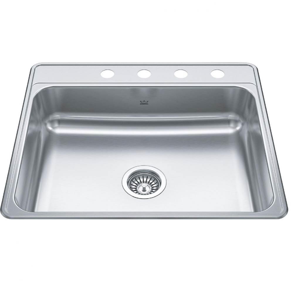 Creemore 25-in LR x 22-in FB Drop In Single Bowl 4-Hole Stainless Steel Kitchen Sink