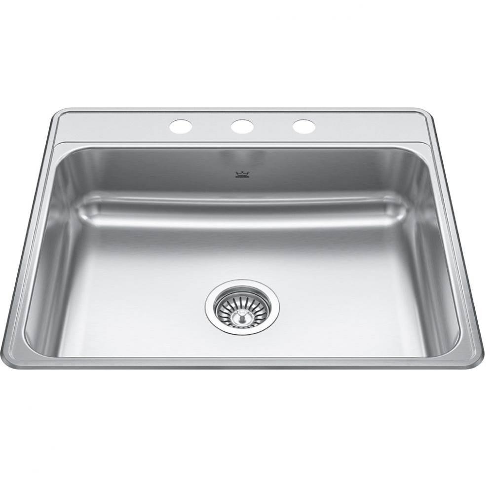 Creemore 25-in LR x 22-in FB Drop In Single Bowl 3-Hole Stainless Steel Kitchen Sink