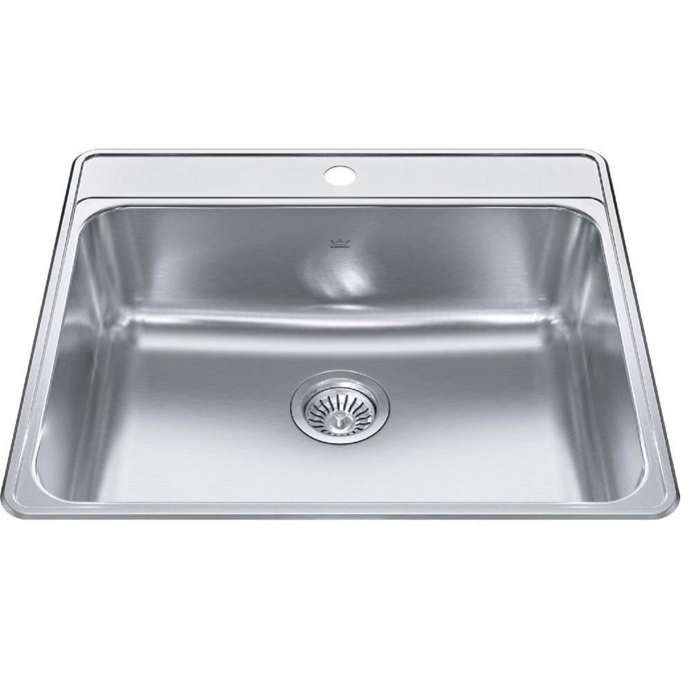 Creemore 25-in LR x 22-in FB Drop In Single Bowl 1-Hole Stainless Steel Kitchen Sink