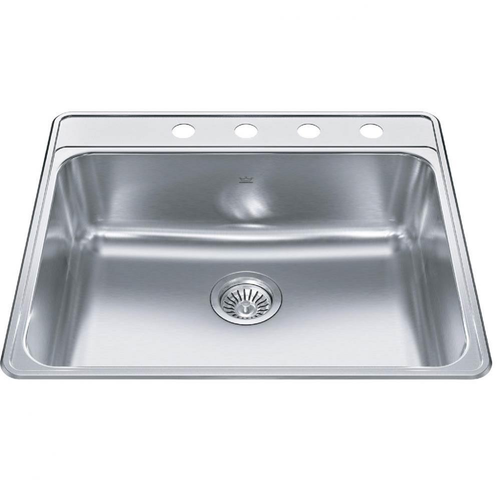 Creemore 25-in LR x 22-in FB Drop In Single Bowl 4-Hole Stainless Steel Kitchen Sink