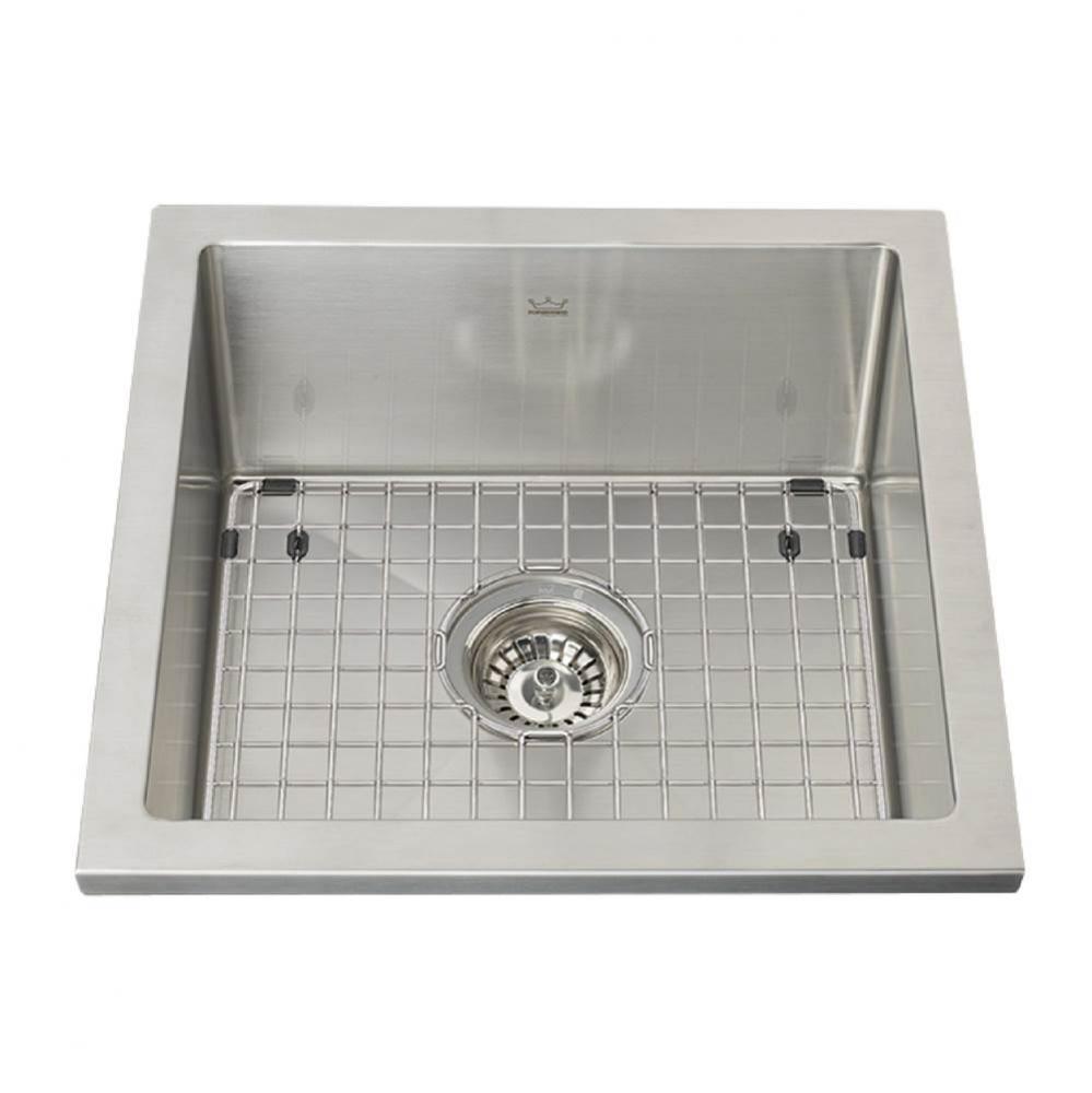 Kindred Collection 17.5-in LR x 17.5-in FB Dualmount Single Bowl Stainless Steel Kitchen Sink